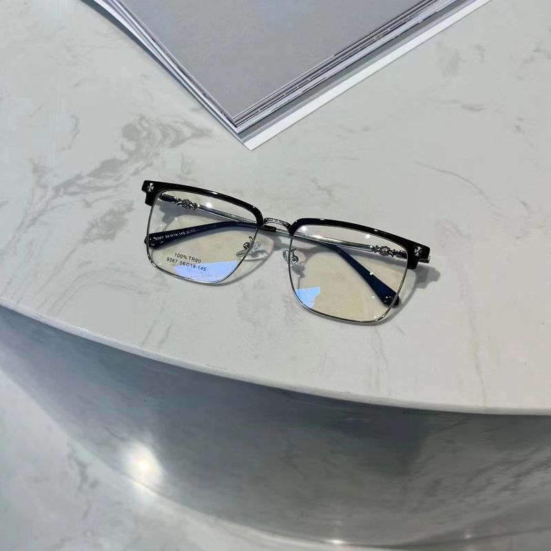 Men's business half TR eyebrow frame can be matched with anti blue metal flat light glasses 9367_voghion.com