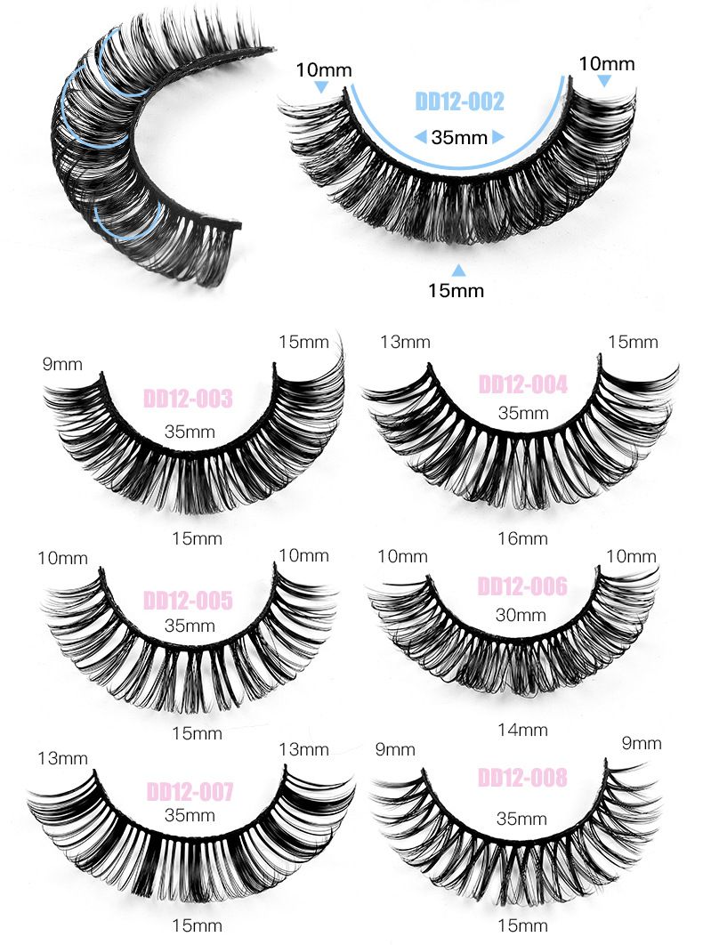 Lash extension set 12 pairs of eyelashes Natural fiber eyelashes thick artificial eyelashes_voghion.com