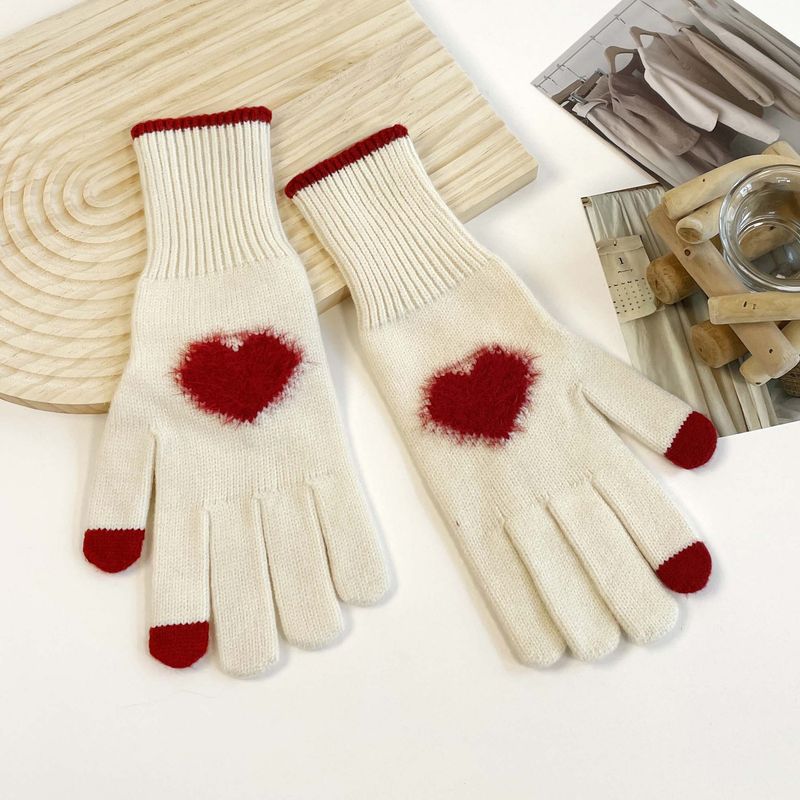 Teléfono de invierno para mujer, de color sólido, abierto, con pantalla táctil, tejido de lana gruesa, cálido, moderno, edición coreana_voghion.com
