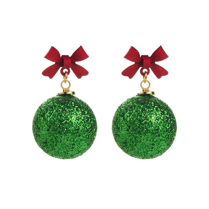 2023 New Creative Bowknot Round Ball Glitter Powder Asymmetric Stud Earrings Ear Jewelry_voghion.com