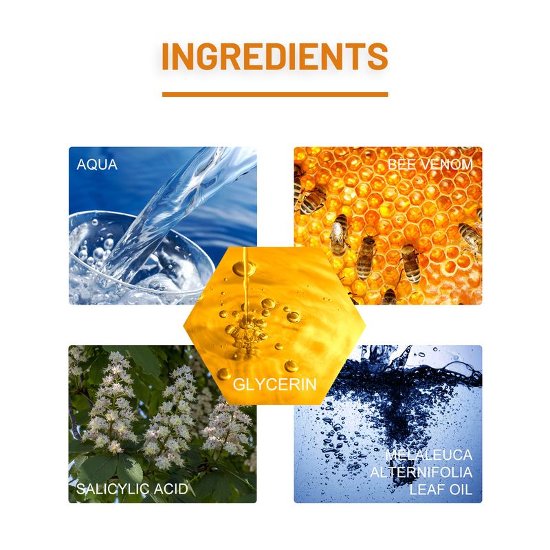 Spray trattamento Ximonth Bee Venom per verruche e idrosadenite suppurativa, detergente per la pelle, riparazione, schiarimento di nei e calli, spray per la cura del corpo_voghion.com