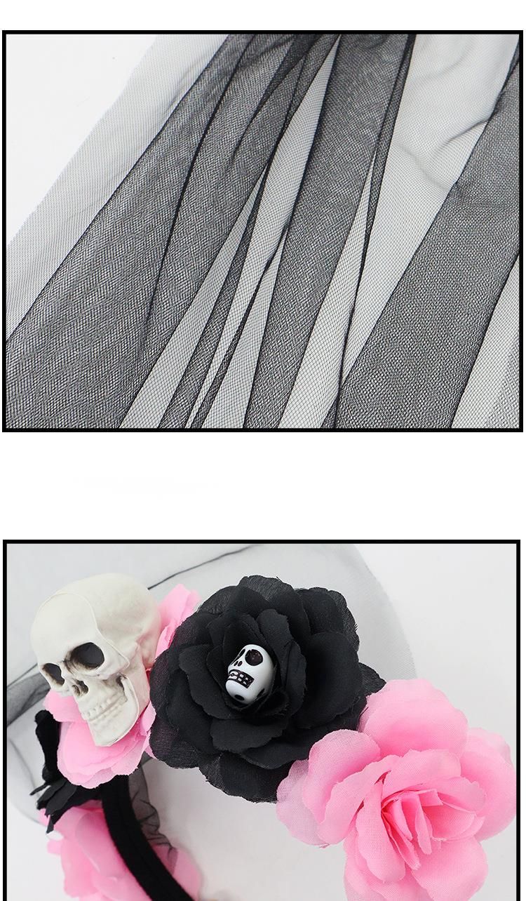 Nova faixa de cabeça de malha de caveira de terror para Halloween, máscara de rosa, luz, design de nicho de luxo_voghion.com