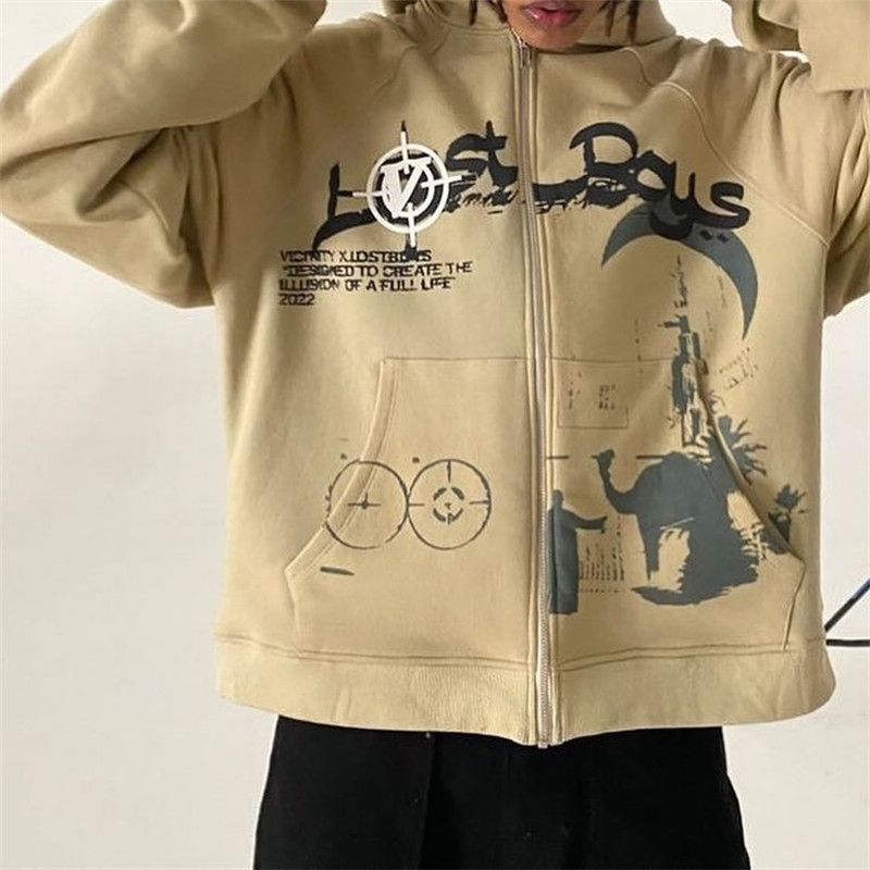 Sudadera de hip-hop para hombre, estilo punk americano, estilo gótico, de manga larga, con cremallera, estilo Harajuku Y2K_voghion.com
