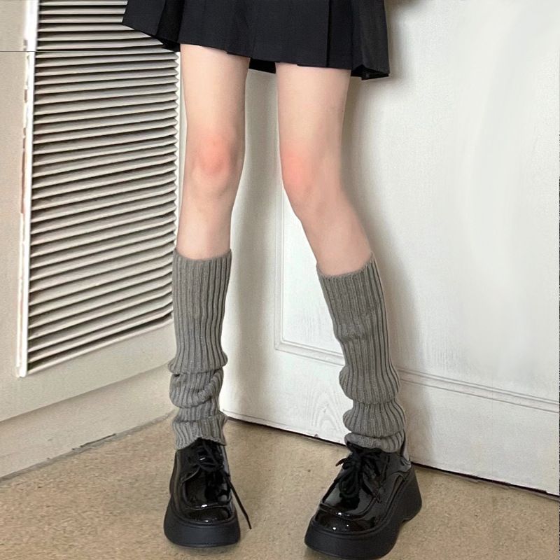 Gestrickte JK Weiß Für Frauen Herbst Winter Y2K Hot Girl Beinlinge Lolita Lange Rohr Garn Slouch Socken_voghion.com