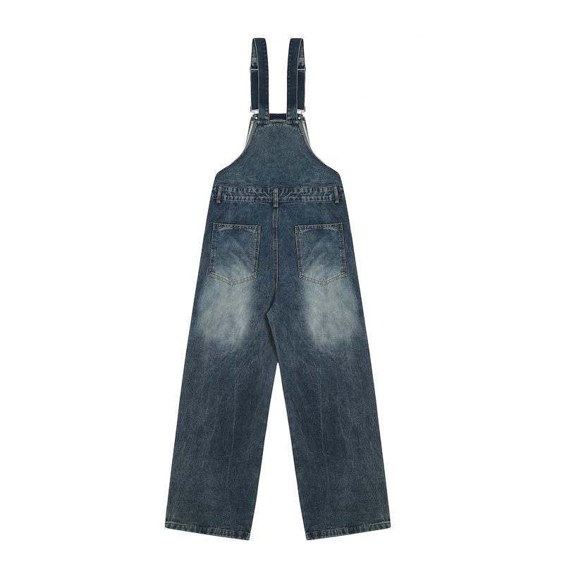 Vêtements pour hommes, salopette en jean délavé style rétro américain, motif animal amusant, pour hommes et femmes, design décontracté et ample, une pièce_voghion.com