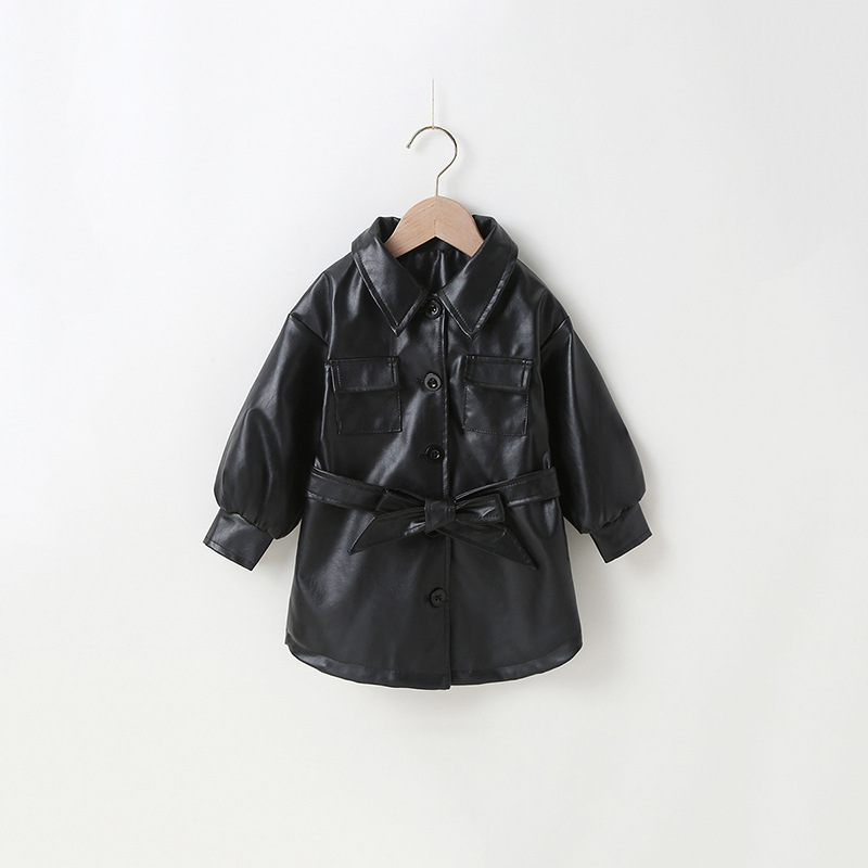 KIDS CLOTHES Trendy Girl Fashion Solid Color Jacket Korean Edition Stylish PU Women's Leather Coat_voghion.com