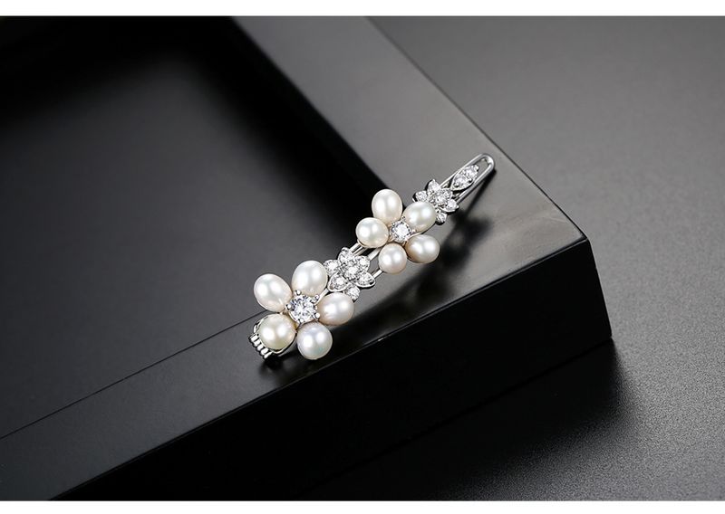 Women's Jewelry Pearl Hair Clip With AAA Freshwater Pearls And Zircon Flower Design, Elegant Hair Accessories For Women Clip Side Clip_voghion.com
