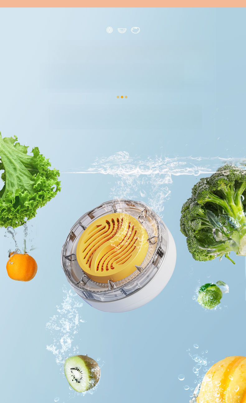 Purificador rotativo de frutas e vegetais, preservação de alimentos, esterilização sem fio, remoção de pesticidas, limpeza automática_voghion.com