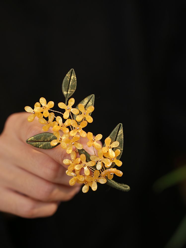 Chinese Style Sweet-scented Osmanthus Flower Brooch Design Sense Niche Corsage Pin Decoration Pin Fixed Clothes Cheongsam Accessories_voghion.com