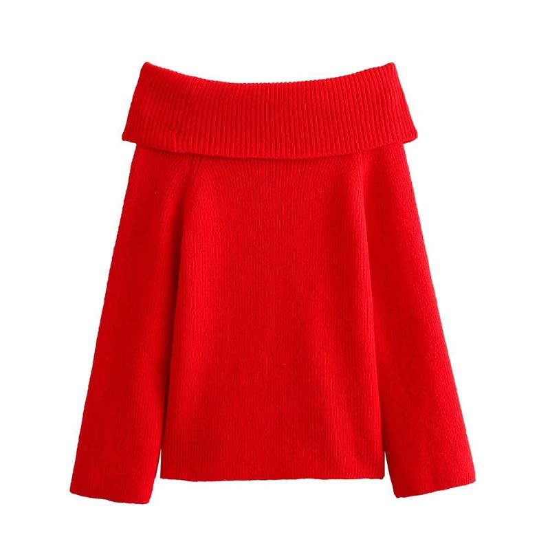 Maglione oversize da donna in maglia - Maglia girocollo a coste morbide a maniche lunghe - Pullover casual da strada (nero, rosso, grigio, crema)_voghion.com
