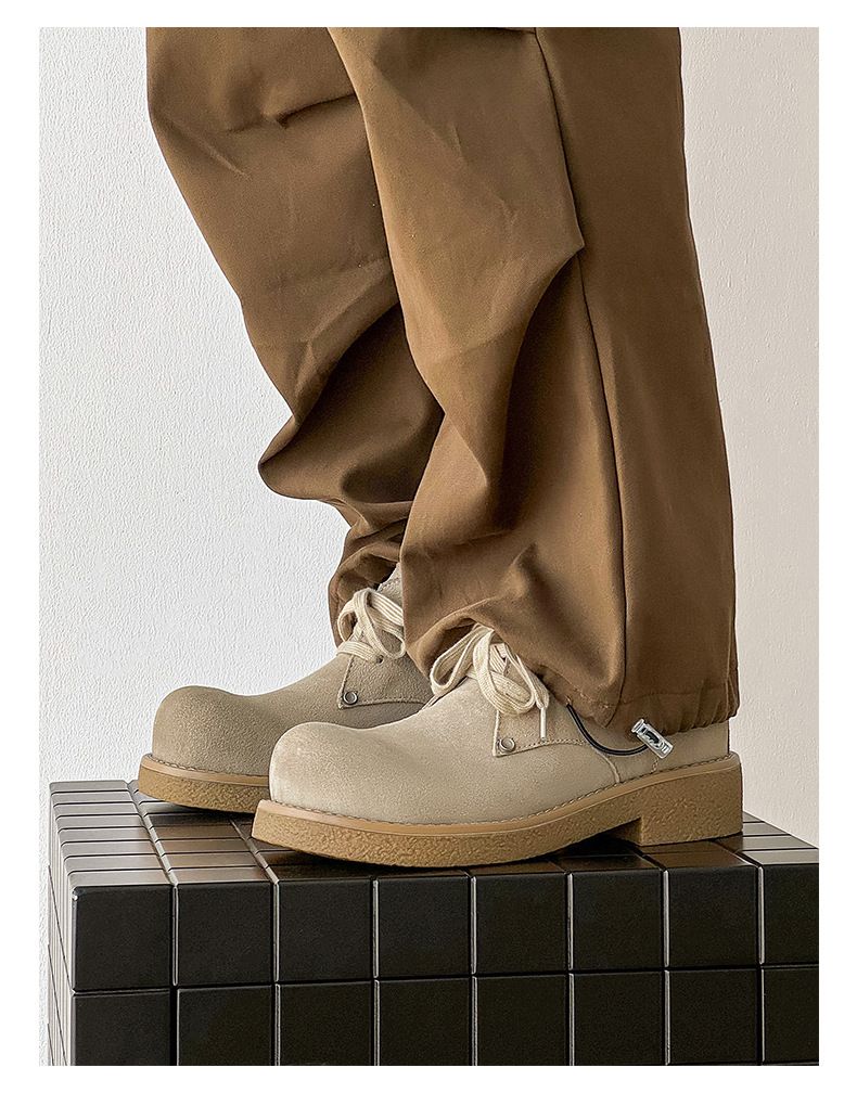 Bottes Martin japonaises rétro en velours de vache pour hommes, chaussures derby à grosse tête, bottes d'outillage courtes_voghion.com