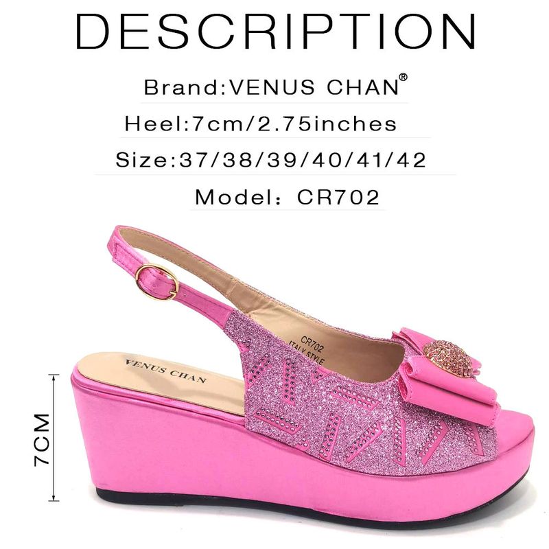 Damenschuhe Große Damenschuhe Schuhe für Geburtstagsfeiern Kleiner Keilabsatz Schuhe mit dicker Sohle und gleichem Design Clutch Bag Diamond Flower_voghion.com