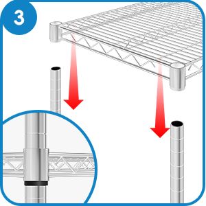 Guan River Verstellbares Metallregal mit 3 Ablagen, Drahtgitter-Lagerregal für Büro, Küche, Schlafzimmer, Badezimmer, Wäscherei, Speisekammer_voghion.com