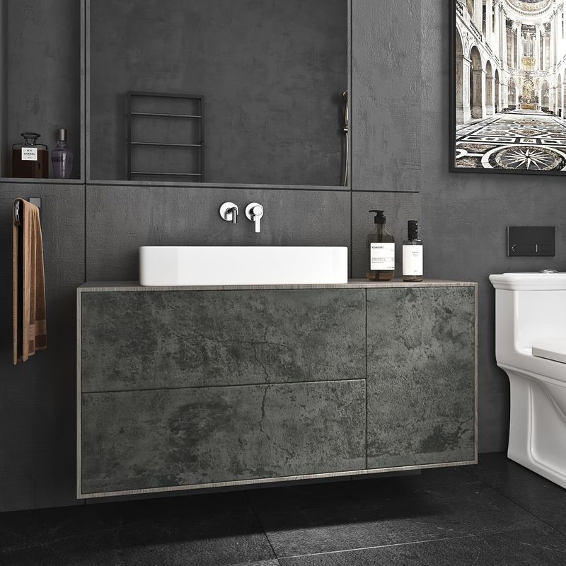 Wasserdichte und feuchtigkeitsbeständige Schlafzimmer-Wohnzimmer-Dunkelgrün-selbstklebende, zementgraue, abnehmbare dekorative Tapete_voghion.com