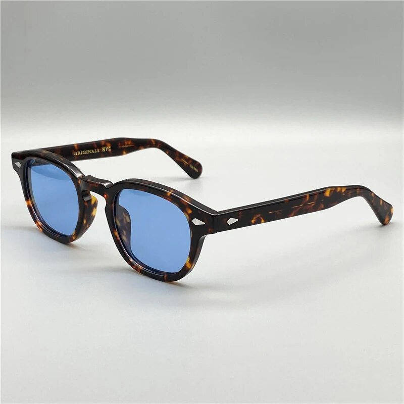 Akiniai nuo saulės Vyras Johnny Depp Lemtosh poliarizuoti akiniai nuo saulės moteris prekės ženklas vintage acetatas geltonai mėlynas naktinio matymo akiniai_voghion.com