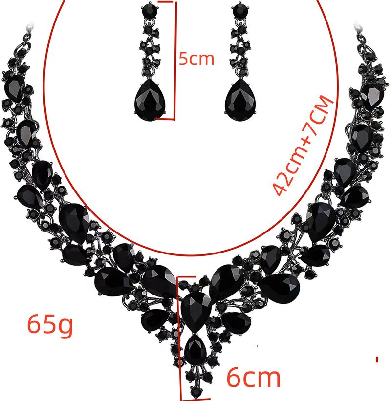 Collana corta con clavicola e orecchini in lega da donna con goccia d'acqua, set da due pezzi, all'ingrosso_voghion.com