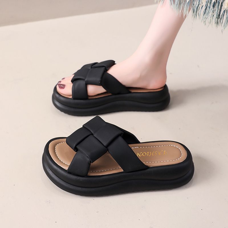 Plateau-Hausschuhe Damen tragen hochwertige 2024 Sommer neue weiche Sohle Flip-Flops Mode Hausschuhe_voghion.com