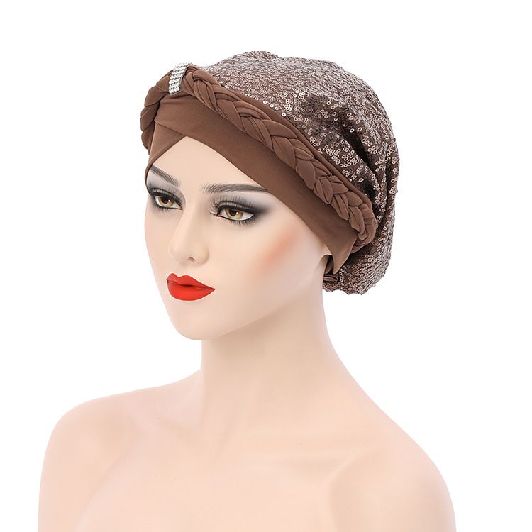 Cappello musulmano in seta di latte con treccia di paillettes Cappello indiano_voghion.com