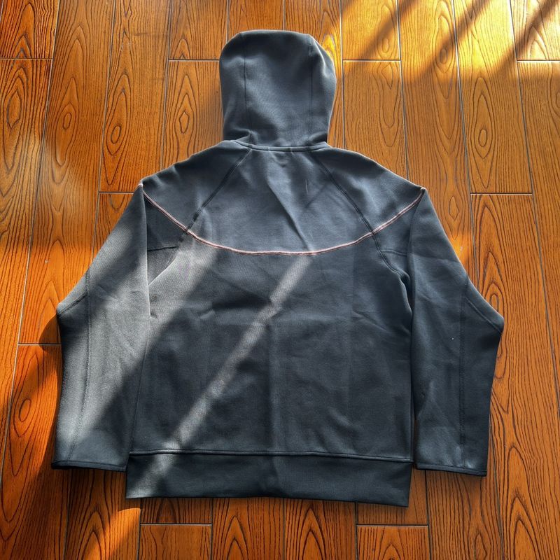 Sportbekleidungsset für Herren – Kapuzenjacke mit orangefarbenem Aufdruck und Hose mit Klebeband, leichte Baumwollmischung zum Wandern und Laufen_voghion.com