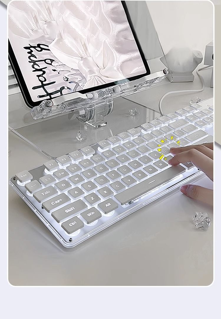 Mengzu Silent Echtes mechanisches Gefühl für Frauen Büro Kabelgebundener Laptop GX Gaming-Tastatur und -Maus_voghion.com