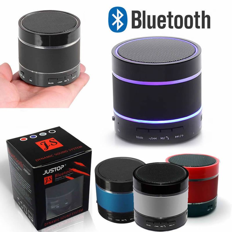 Mini enceinte portable sans fil Bluetooth JUSTOP, LED, basses puissantes, microSD, Royaume-Uni_voghion.com