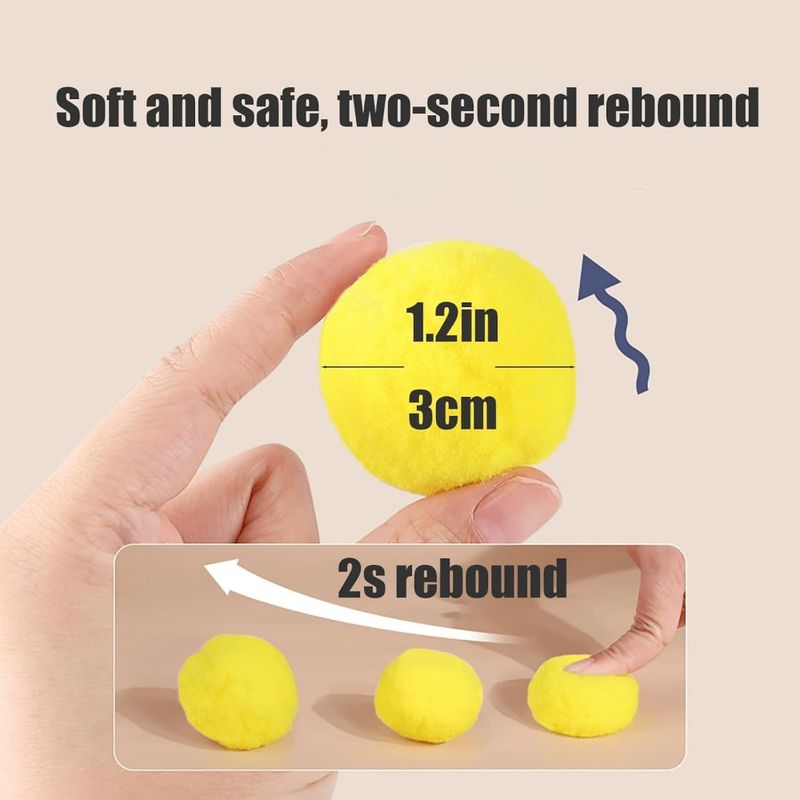 Jouet pour chat avec boules à pompon colorées et lanceur de balles, balles en peluche pour l'entraînement et le jeu des chatons, jouet pour chats domestiques_voghion.com