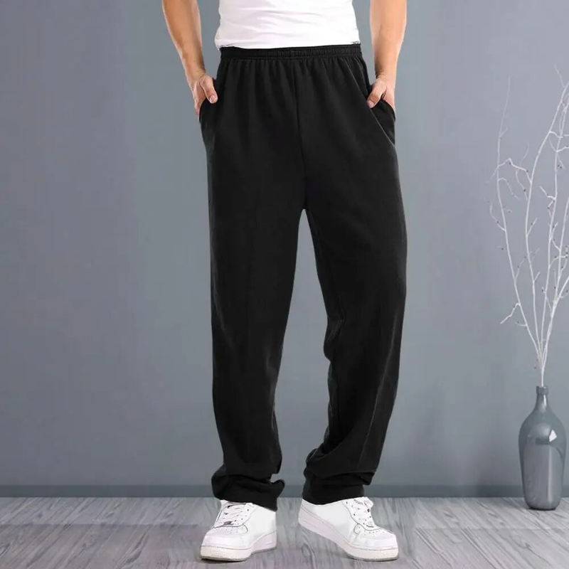 Pantalones holgados para hombre, pantalones de chándal ajustados de Color sólido, pantalones casuales elásticos, pantalones para correr de talla grande 4XL para hombre_voghion.com
