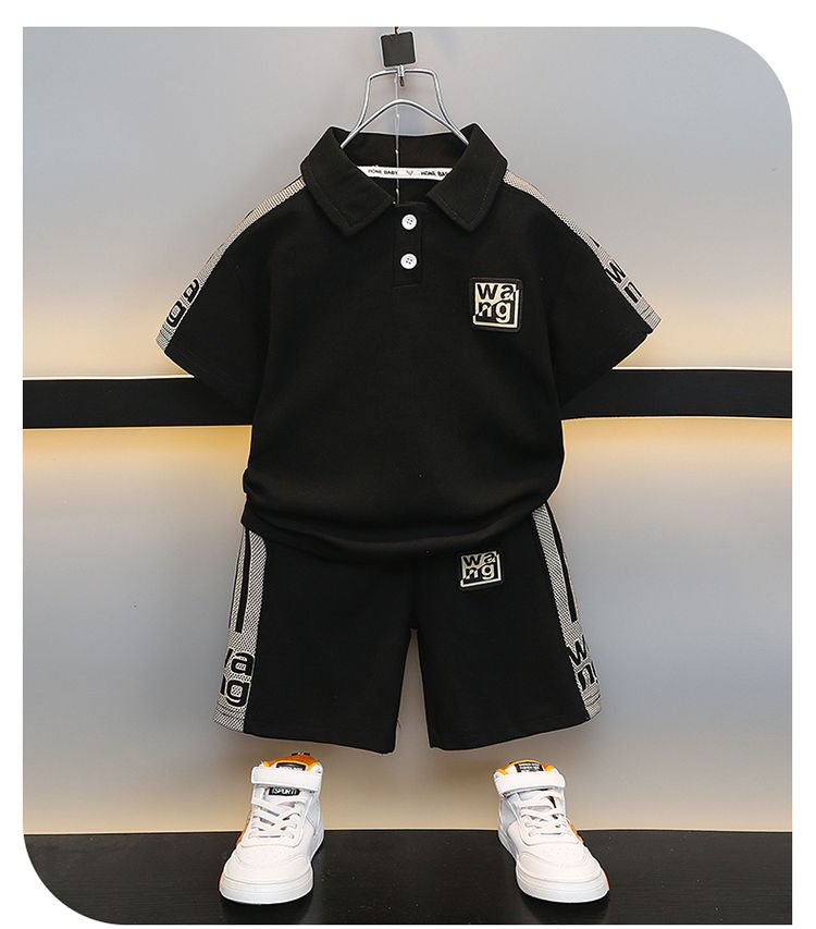 Zomerpolo voor jongens 2024 nieuwe babyset met korte mouwen, tweedelige set voor jongens en modieuze kinderkleding_voghion.com
