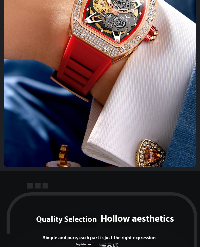 Fashion Diamond New Aurona/ONOLA Live Full Automatic Mechanical Watch Men's Silicone Tape Waterproof_voghion.com