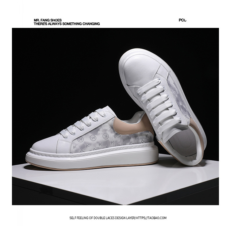 P Weiße Schuhe Herren Sommer Neue koreanische Version des dicken Bodens erhöhte lässige Eisseide atmungsaktive Mesh-Panel leuchtende Flut_voghion.com
