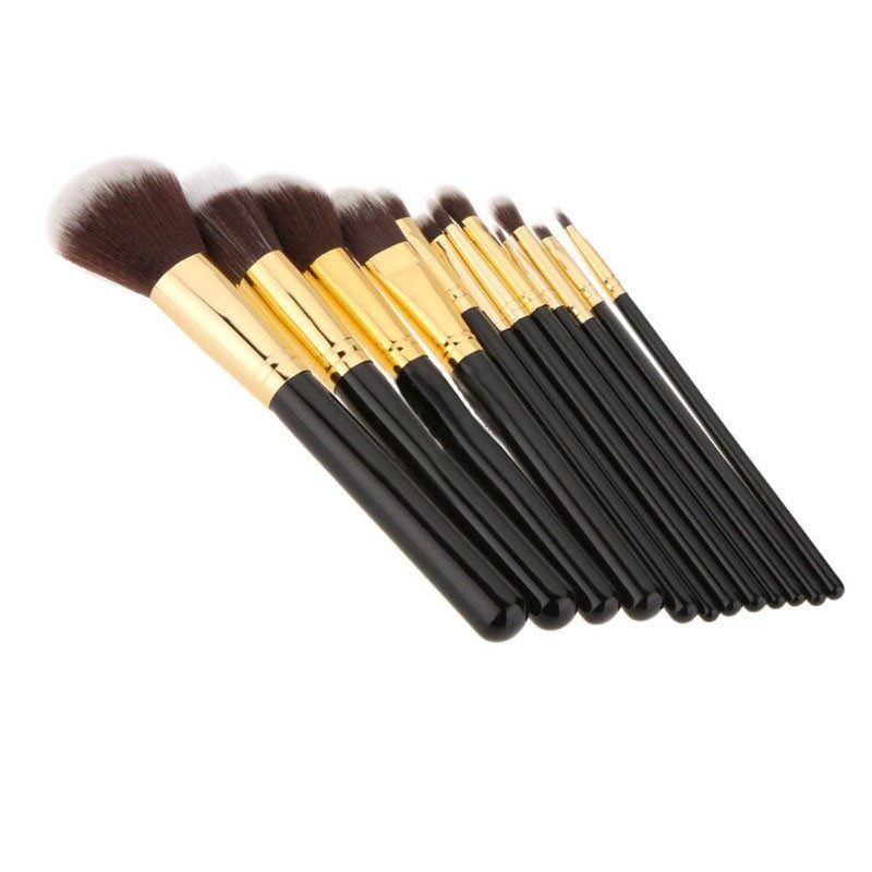 Set di 12 pennelli da trucco professionali neri per fard in polvere, occhi, cosmetici, strumento per il trucco di bellezza_voghion.com