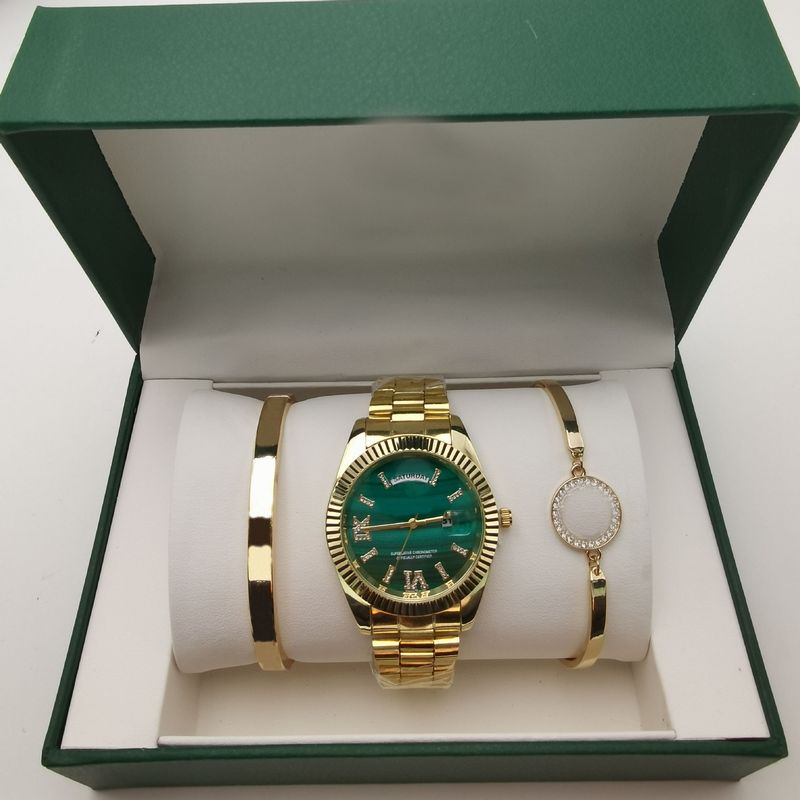 Three Piece Steel Strip Men's With Dual Calendar, Business Quartz, Night Light Waterproof, Non Mechanical Movement_voghion.com