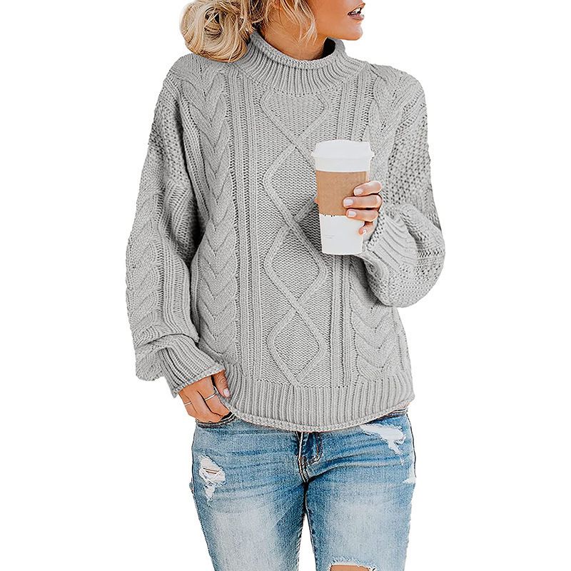 Maglione dolcevita in filato spesso da donna, autunno inverno 2025_voghion.com