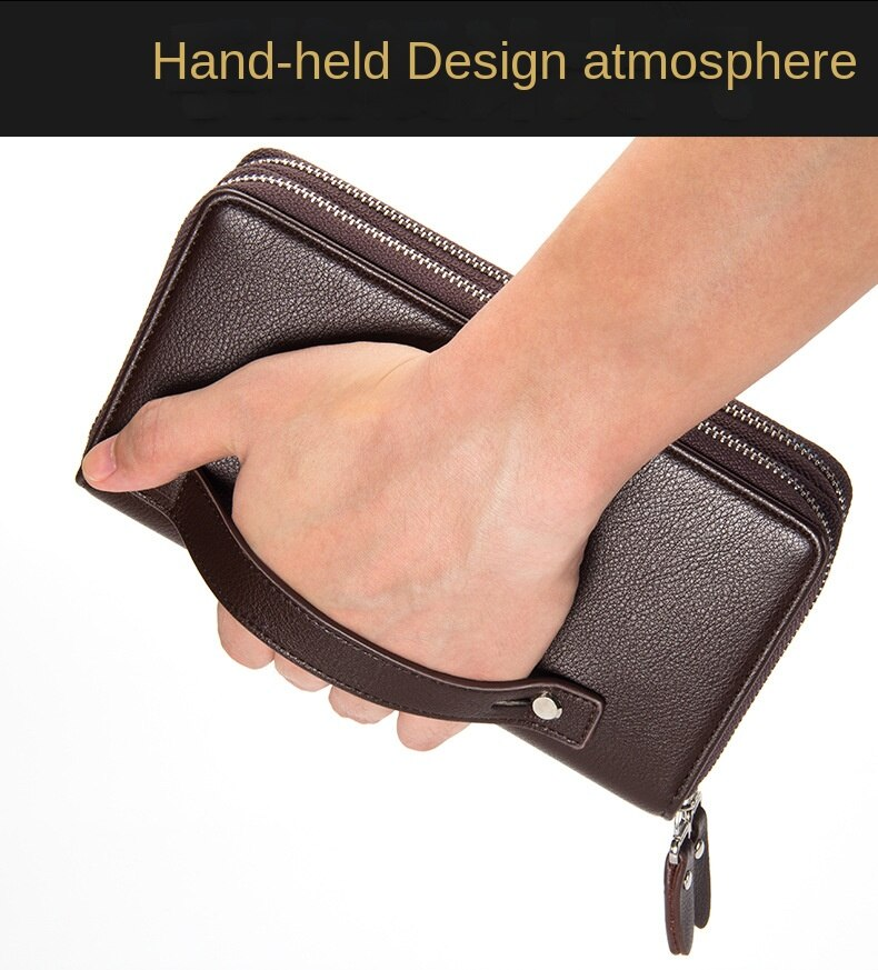 BAELLERRY Herrepung Nyankomst Stor kapacitet Dobbelt lynlås Clutch Multi Card Slot Mode Mobiltelefontaske_voghion.com