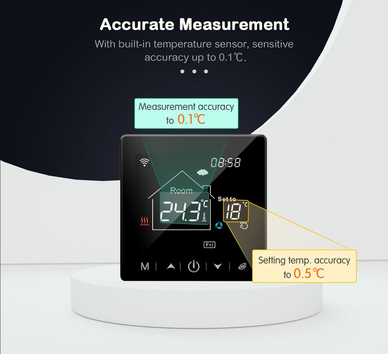 Thermostat WiFi Tuya pour maison connectée, chauffage électrique ou eau/gaz, écran LCD tactile, contrôle de température, Axa_voghion.com