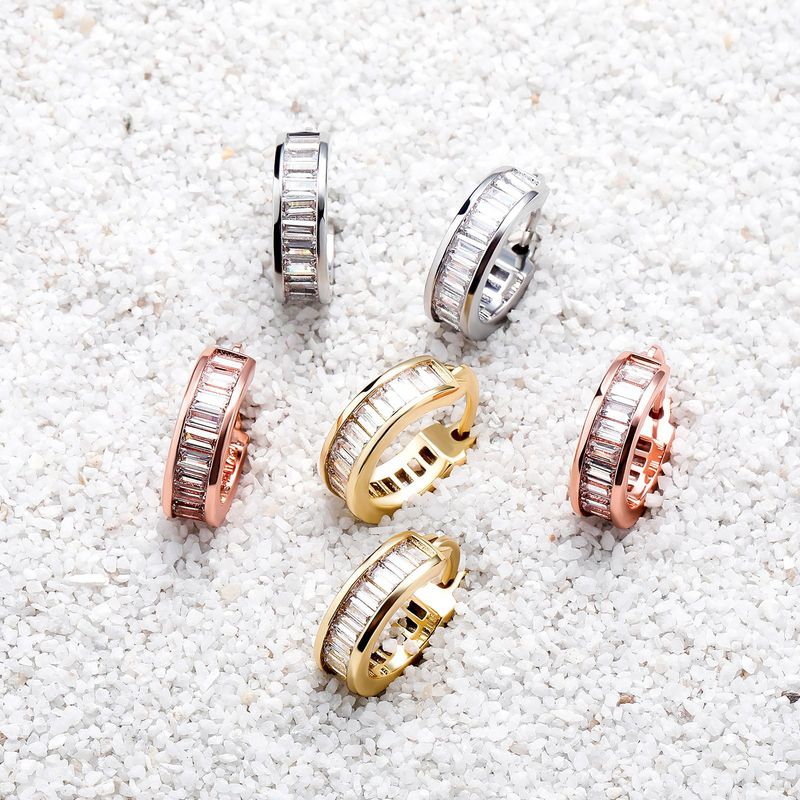 Earrings Square Row Zirconium Hoop Earrings Same Style Earrings, Niche Personality Earrings, Accessories_voghion.com