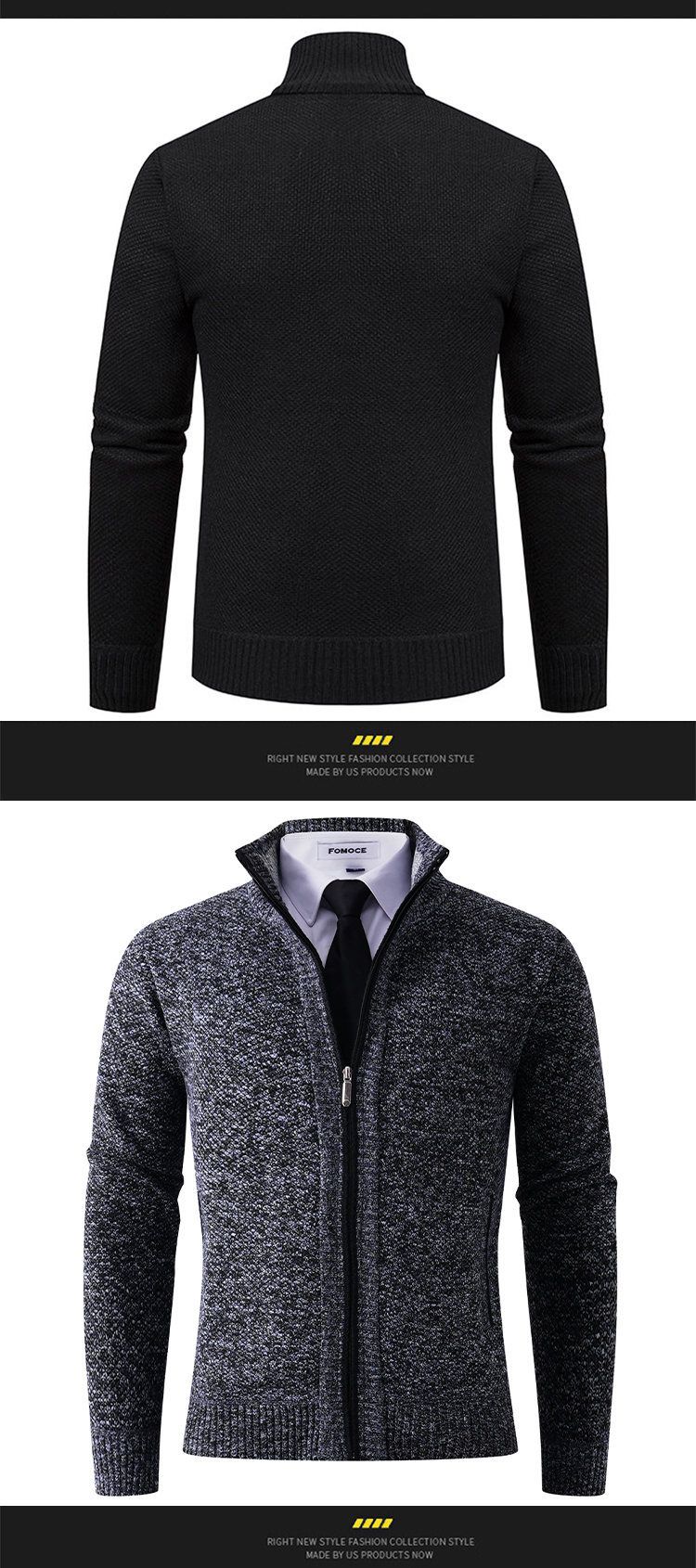 "Herren-Strickjacke mit Fleecefutter – Übergroßer Winterpullover mit Stehkragen (M-3XL, 12 Farben)"_voghion.com