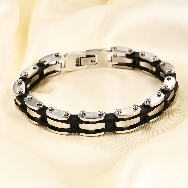 Women's Jewelry Fashion Stainless Steel Bracelet Punk Multi Layer Simple Versatile Silicone Bracelet_voghion.com
