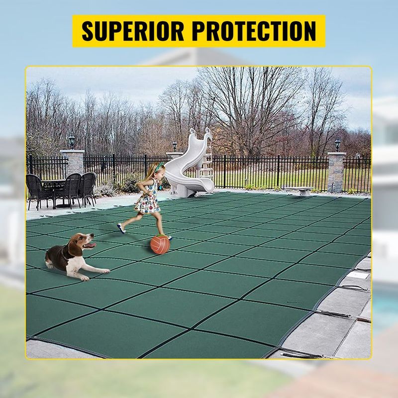 VEVOR Pool Safety Cover Fits 20x40ft Rectangle Inground Safety Pool Cover Green Mesh Solid Pool Safety Cover For Swimming Pool Winter Safety Cover_voghion.com