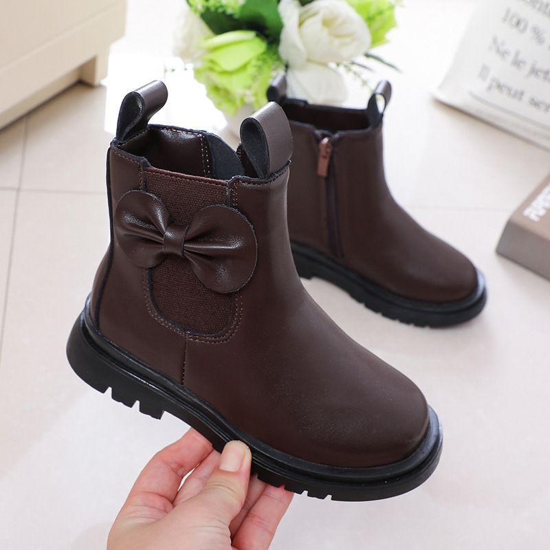 Girls' Martin 2025 Autumn Winter New Children's Single Big Kids Korean Mid-Calf British Style Leather Boots_voghion.com