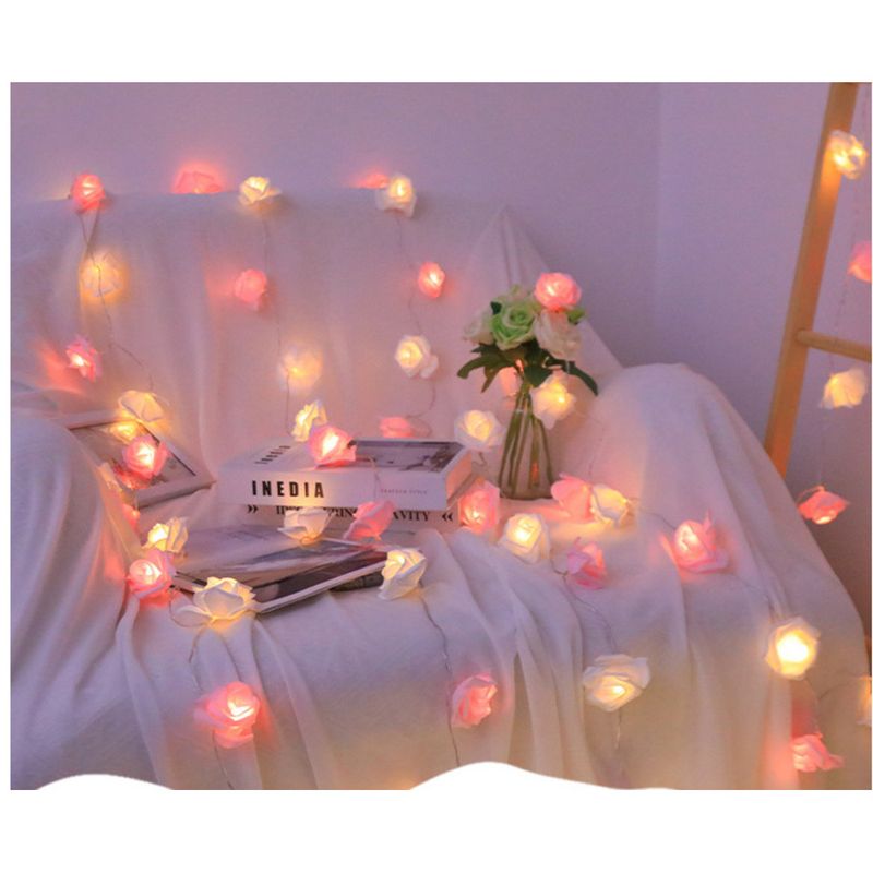 Ragazza Cuore Rosa Bianco Rosa LED Giorno Compleanno Decorazione Stringa Piccola Luce Notturna_voghion.com