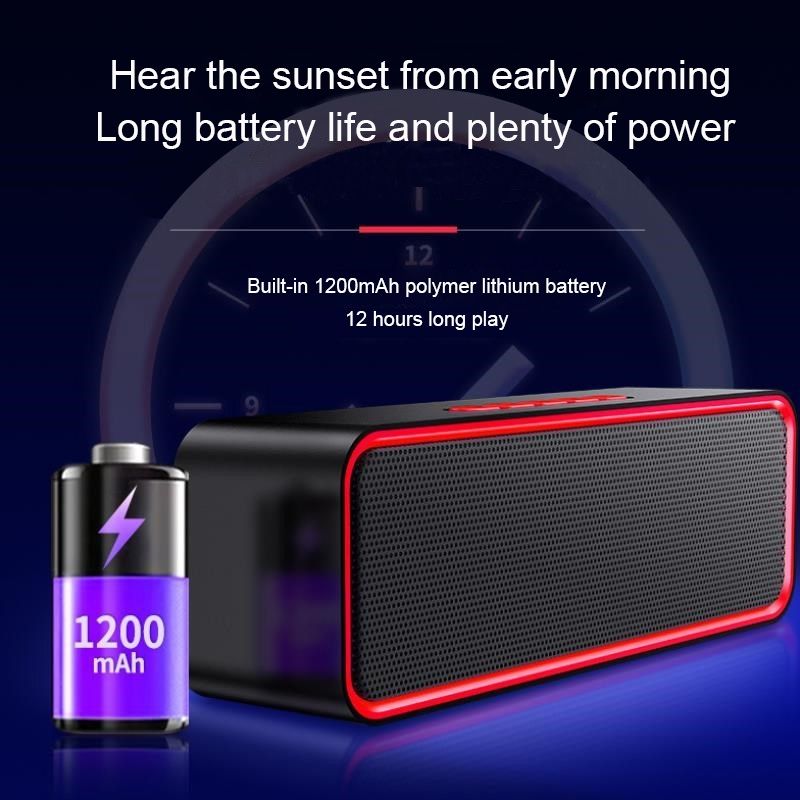 SC211 Taşınabilir Subwoofer Kablosuz Bluetooth Hoparlör Bluetooth 5.0, TF Kart ve U Disk ve 3,5 mm AUX Desteği (Siyah)_voghion.com