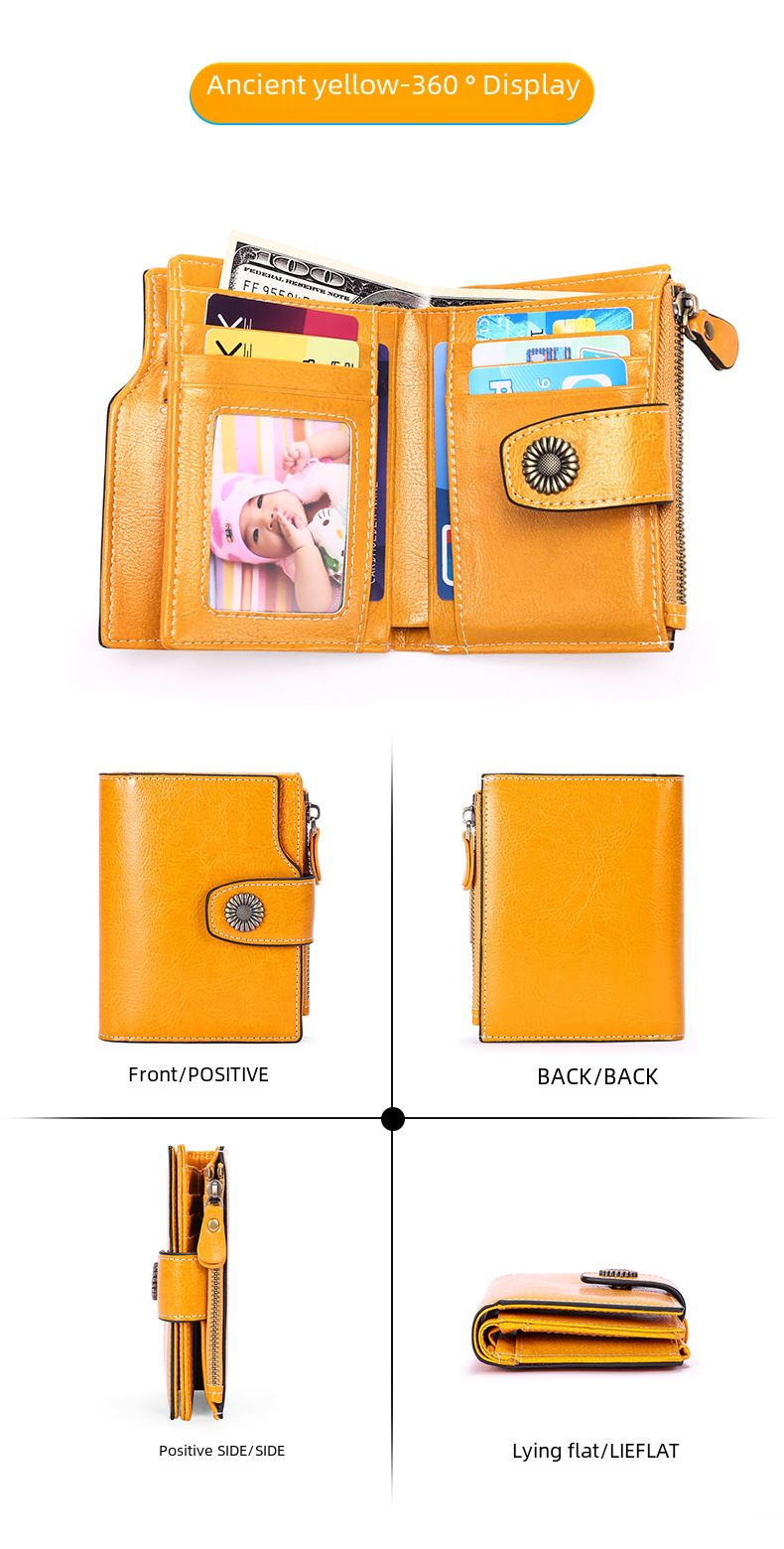 Women's wallet short Korean fashion buckle clutch girl's change bag multi-function card bag_voghion.com