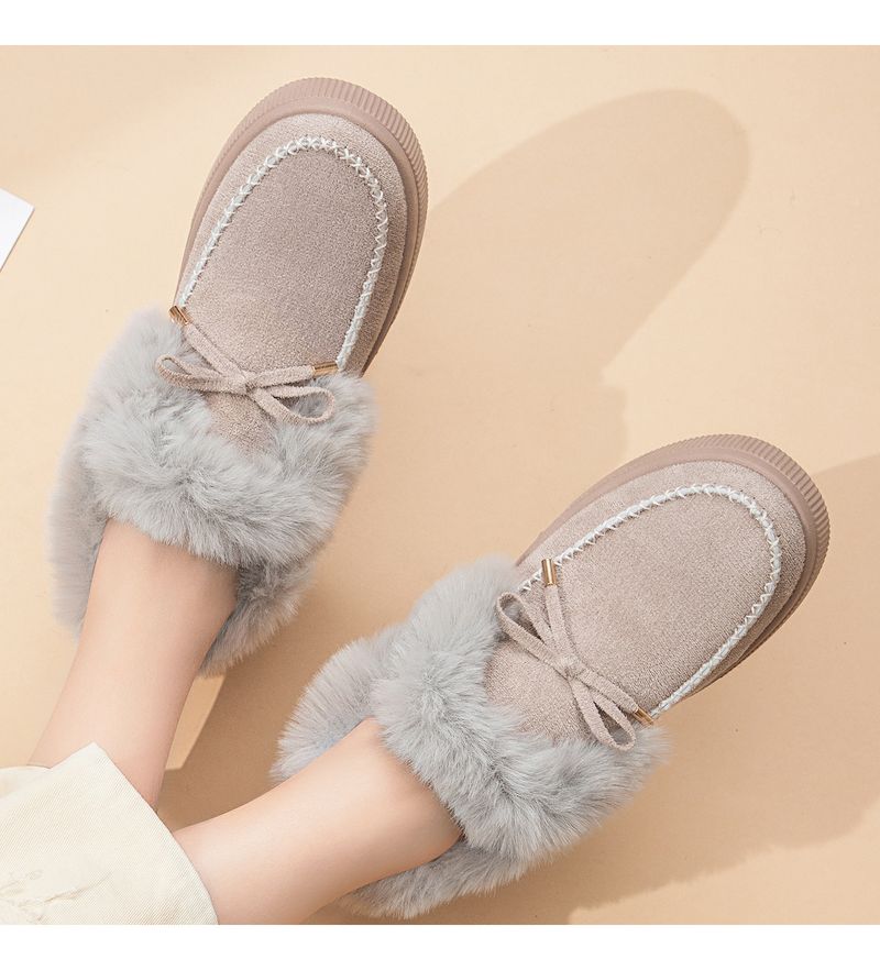 ShoeGlobe Stivali da neve alla moda con fiocco, caldi e comodi, da donna, in cotone, resistenti al freddo, spessi e pelosi_voghion.com