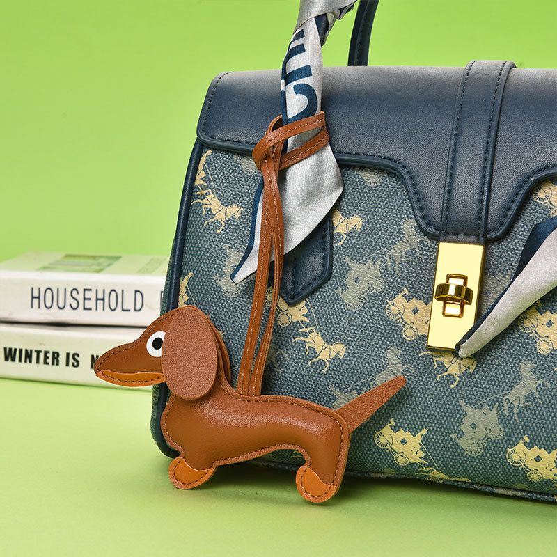 High Quality Leather Key Hanging Accessories Cartoon Multi Style PU Sausage Dog Bag_voghion.com