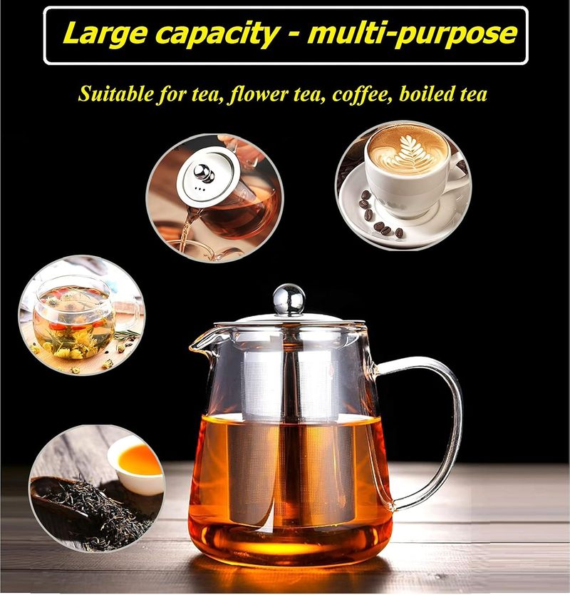 Mini glazen theepot - roestvrijstalen theefilter magnetron/fornuis_voghion.com