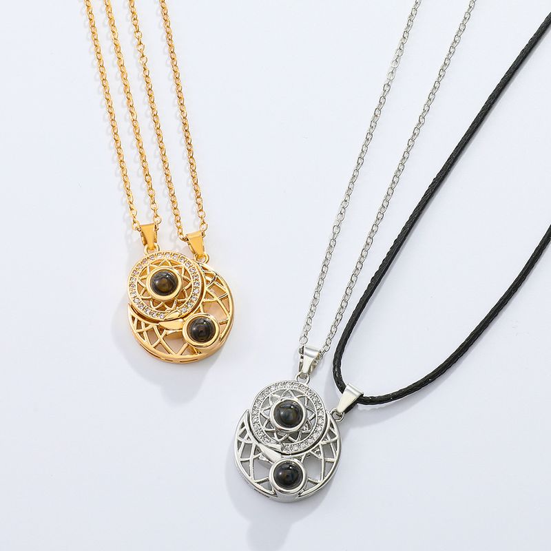 2 pieces/ computer. Magnetic couple necklace, 100 languages, projection of "I love you", sun, moon, heart, light magnet,_voghion.com
