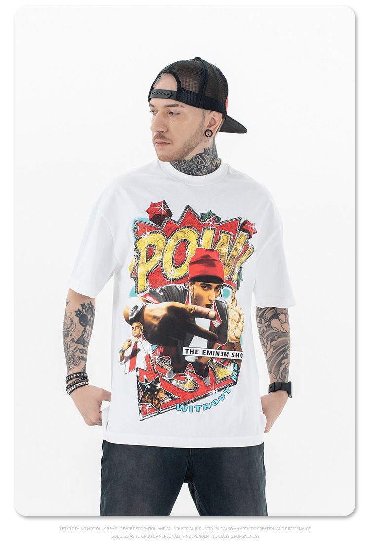 SUP Men's Wear | 2024 Spring/Summer New Product Trendy Brand American High Street Hip Ham Lord Portrait Printed Short_voghion.com