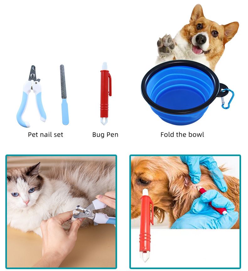 Éischt-Hëllef-Kit fir Kazen am Fräien, Set fir Noutfäll, Wonnbehandlung, Tragbare Sécherheets-Éischt-Hëllef-Noutfallkit fir Hausdéieren_voghion.com