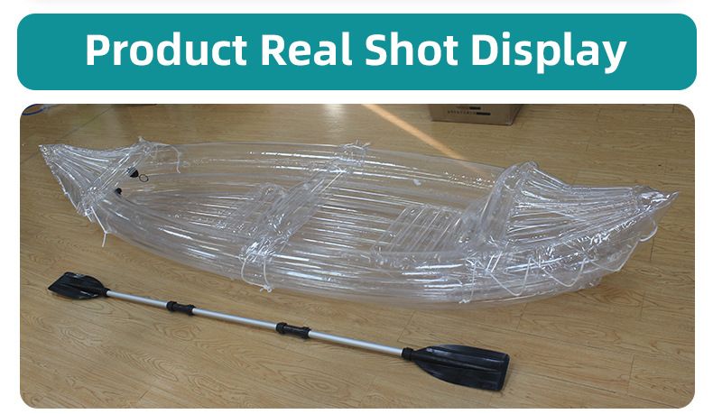 Transparante opblaasbare kajak - Robuuste PVC-visboot met antislipdek (draagbare 1000D versterkte bodem inclusief pomp en reparatieset)_voghion.com